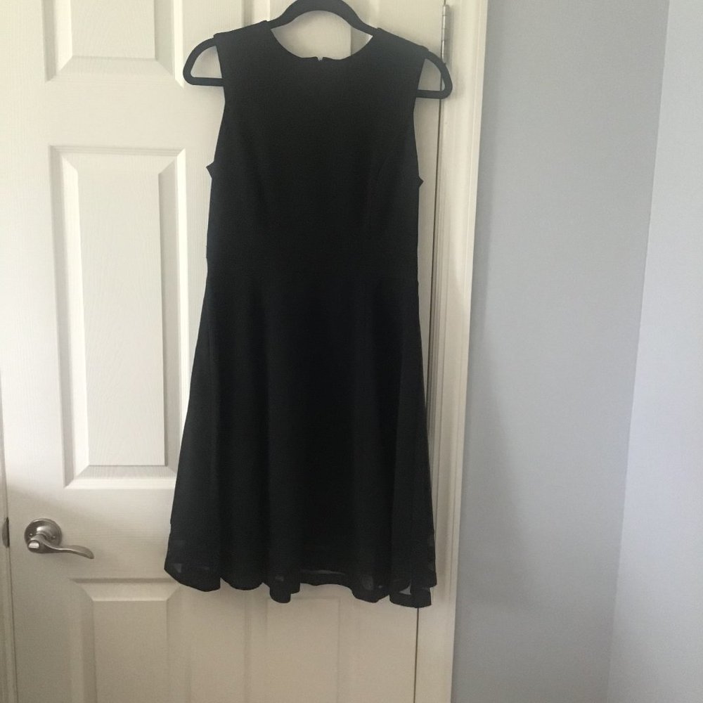 Calvin Klein Black sleeveless dress-detailed bottom-excellent condition size 8